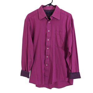 Ted Baker Flip Cuff Button Up Shirt Mens 16 Dusty Rose Pink Cotton Long Sleeve